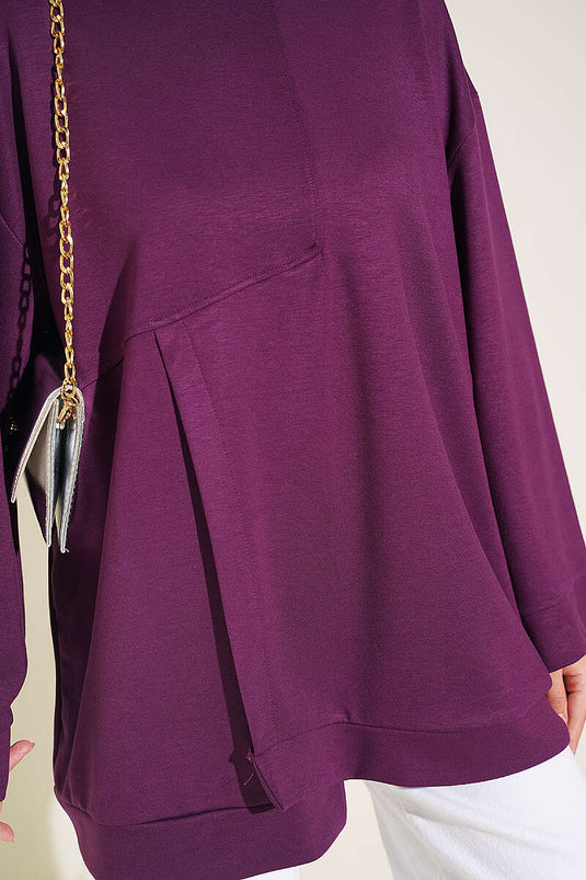 Bicycle Neck Loysha Slit Tunic In Mauve