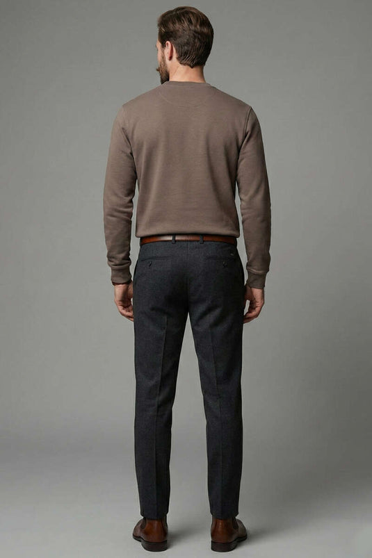 Rundhalsausschnitt mit Bündchen Herren-Sweatshirt Braun