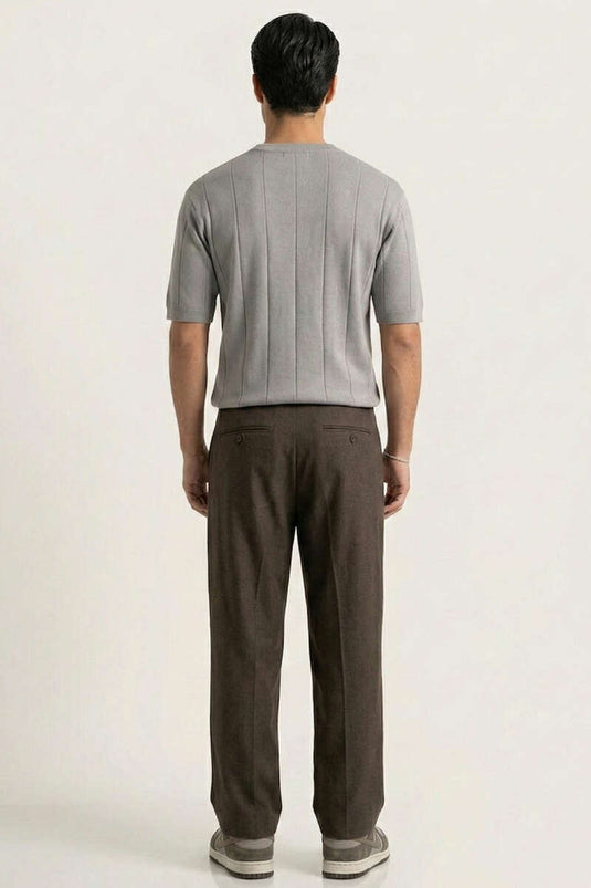 T-shirt gris en coton mercerisé col rond