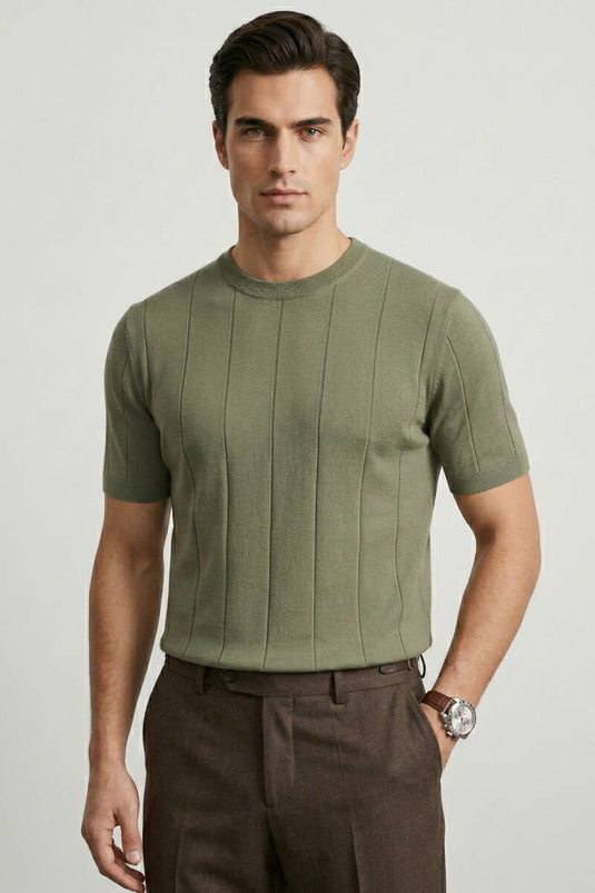 Crew Neck Mercerized T-shirt Khaki