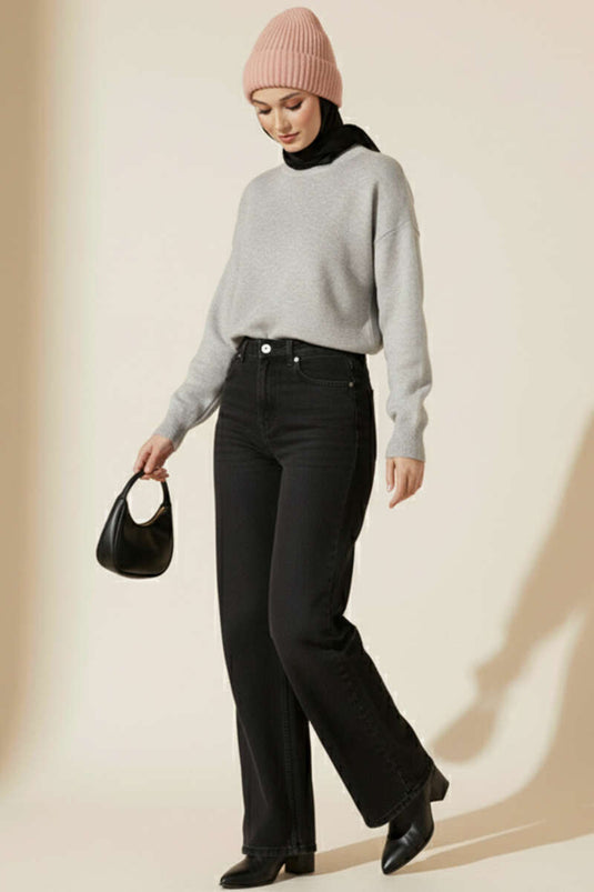 Crew Neck Mercerized Tunic Grey