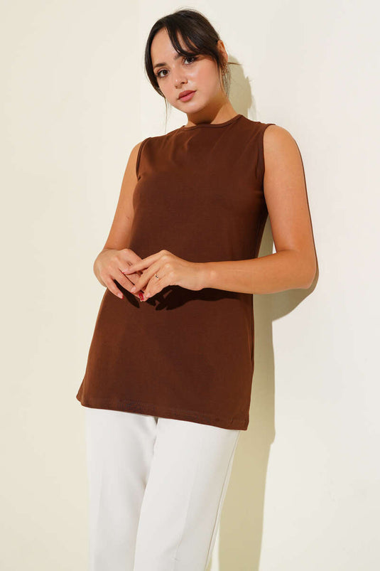 Crew Neck Cotton Undershirt, Coffee