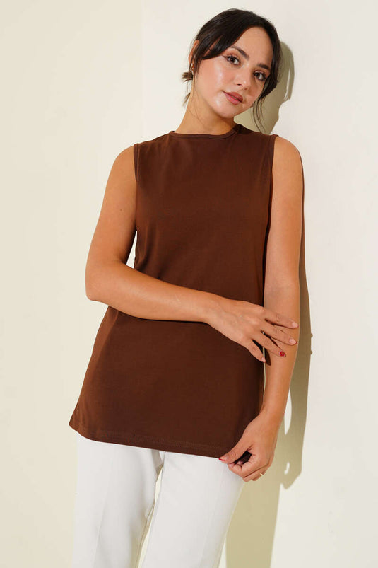 Crew Neck Cotton Undershirt, Coffee