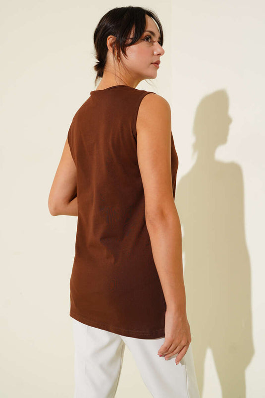 Crew Neck Cotton Undershirt, Coffee