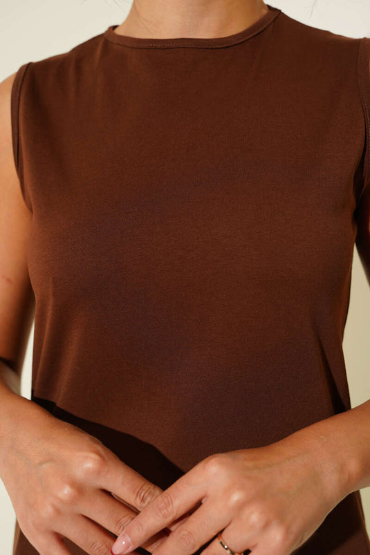Crew Neck Cotton Undershirt, Coffee
