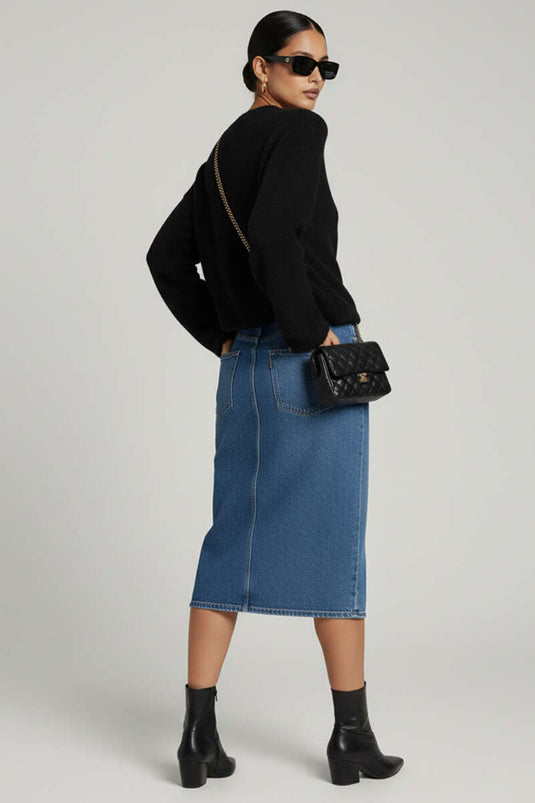 Bisiklet Yaka Sakallı Kazak Siyah