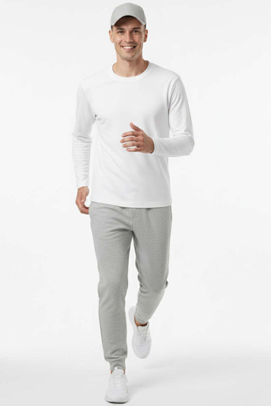 سويت شيرت رجالي برقبة دائرية بنمط غوص، لون بيج فاتح