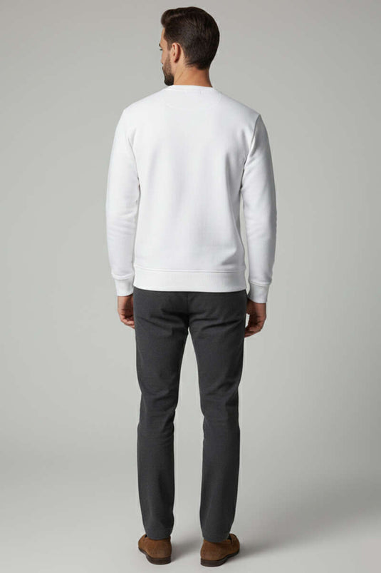 Sweat-shirt homme en molleton col rond écru