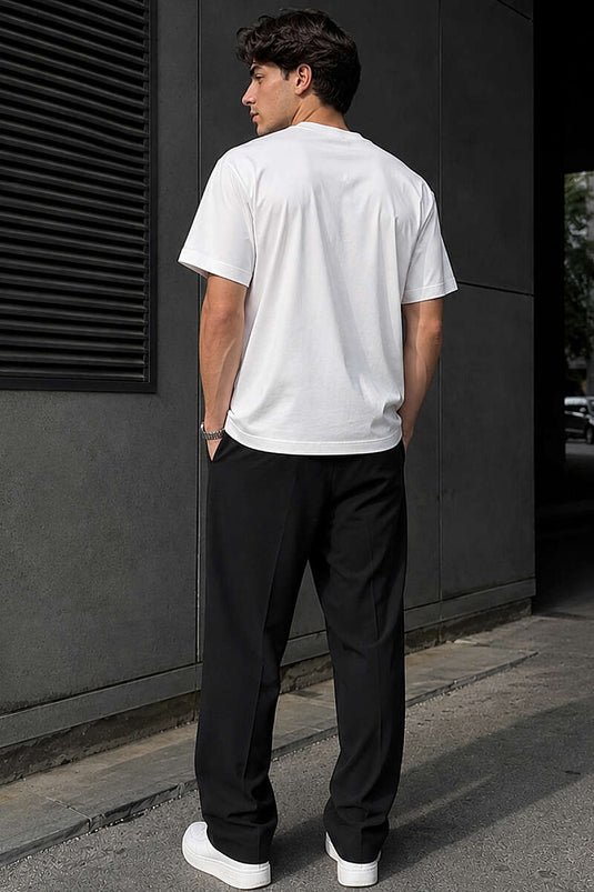 T-shirt homme blanc en coton supré col rond