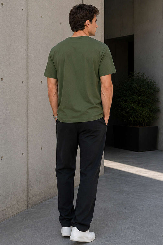 T-shirt homme en surem col rond kaki