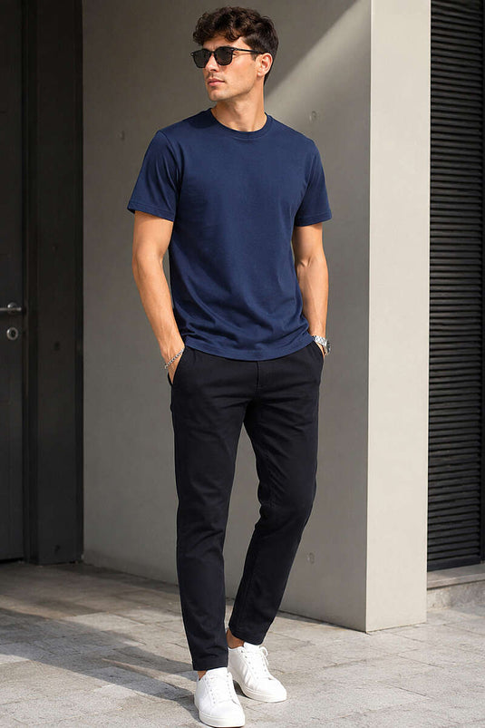 T-shirt homme en surem col rond bleu parlement