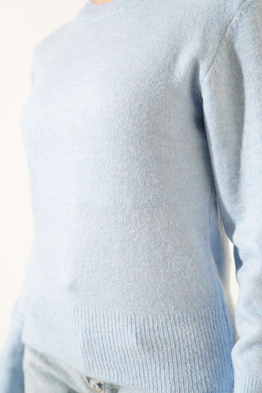 Blue Crew Neck Knit Sweater