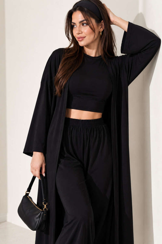 Conjunto De 3 Piezas De Cuello Redondo Negro