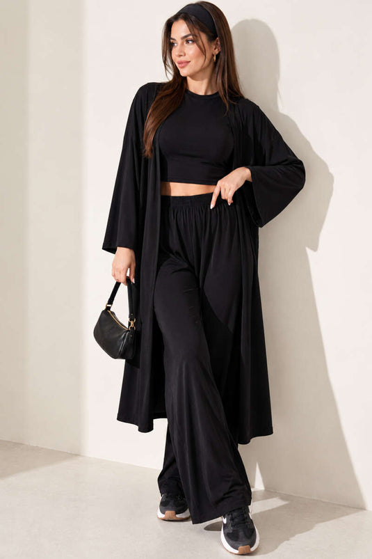 Conjunto De 3 Piezas De Cuello Redondo Negro