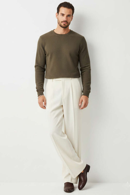 Herren-Langarmshirt mit Rundhalsausschnitt, Braun