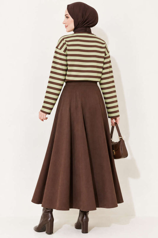 Tunika A Righe Con Collo Rotondo In Verde Menta