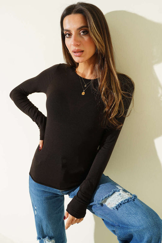 Bisiklet Yakalı Basic Body Kahve