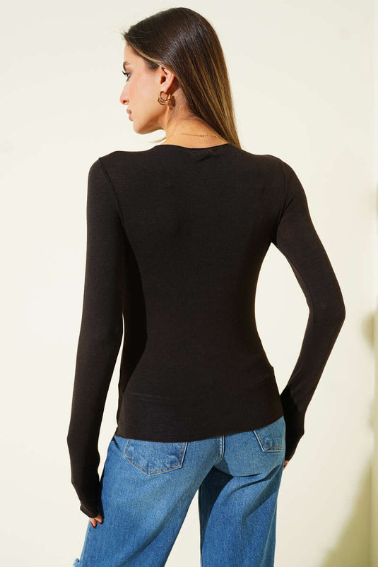 Bisiklet Yakalı Basic Body Kahve