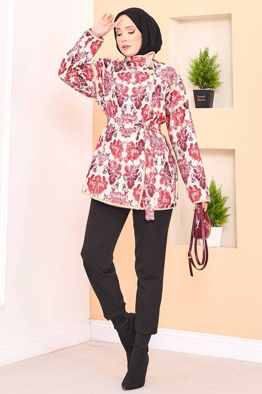 Veste matelassée à motif ethnique avec passepoil -3