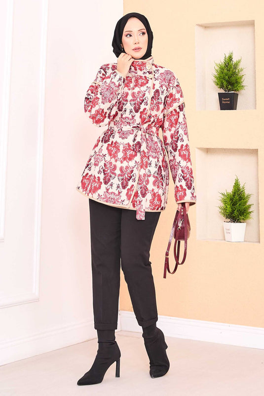 Veste matelassée à motif ethnique avec passepoil -3