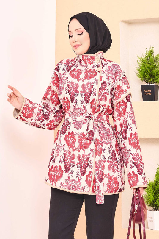 Veste matelassée à motif ethnique avec passepoil -3