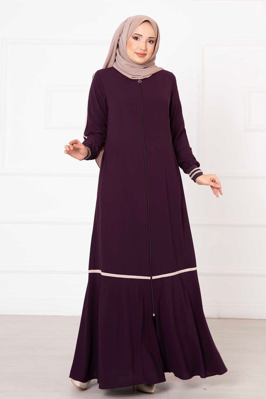 Biyeli Kolları Ribanalı Ferace Mor