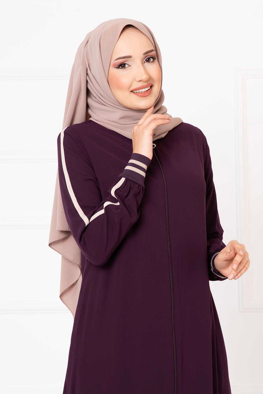 Biyeli Kolları Ribanalı Ferace Mor