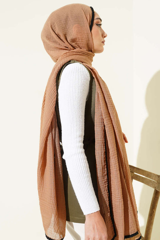 Châle en mousseline à bordure bronze