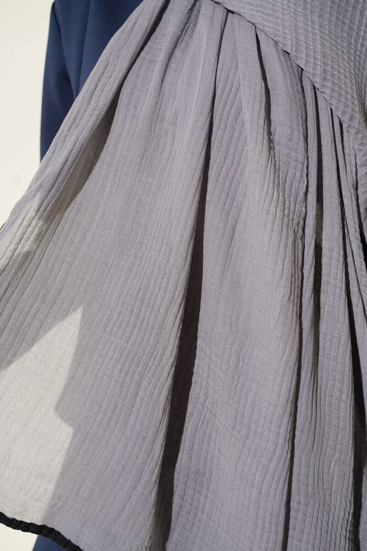 Biyeli Müslin Şal Gri