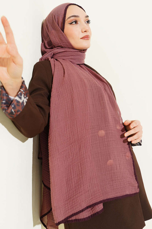 Châle en mousseline à bordure, couleur rose fané