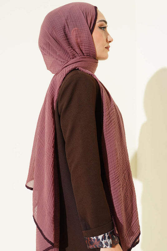 Châle en mousseline à bordure, couleur rose fané