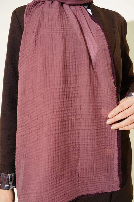 Châle en mousseline à bordure, couleur rose fané