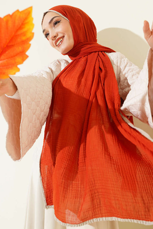Biyeli Müslin Şal Kiremit