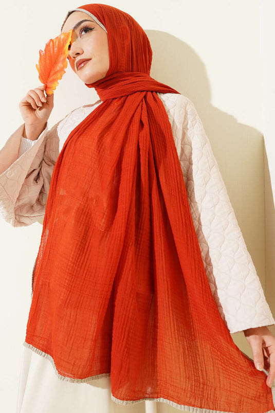 Biyeli Müslin Şal Kiremit