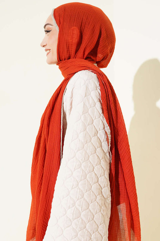 Biyeli Müslin Şal Kiremit