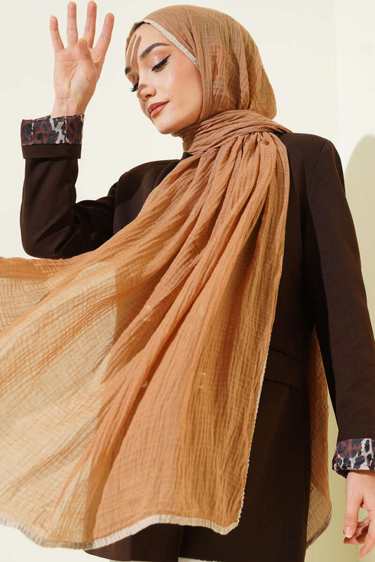 Biyeli Müslin Şal Latte