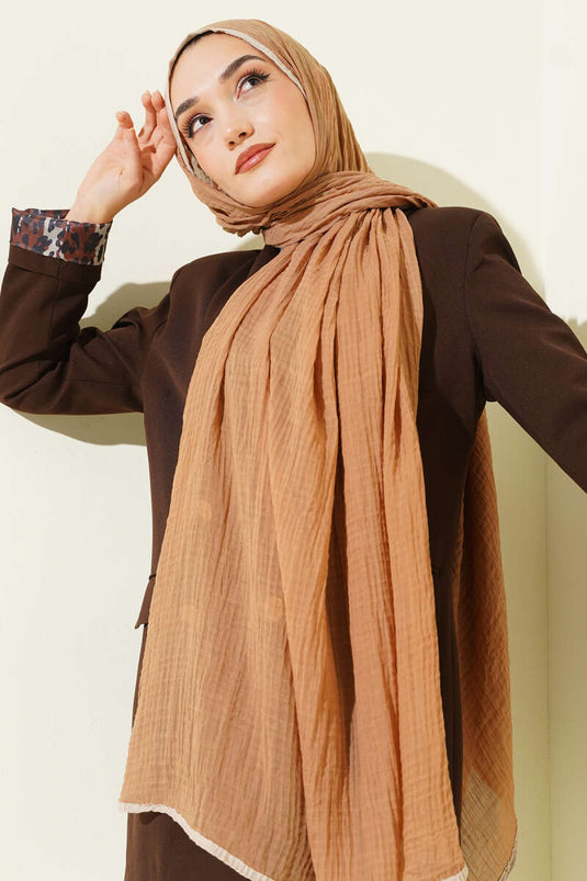 Biyeli Müslin Şal Latte