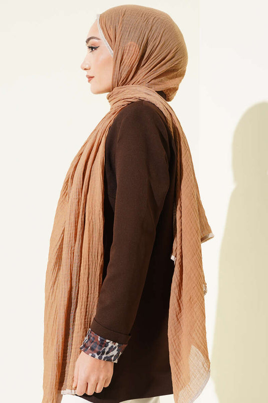 Biyeli Müslin Şal Latte