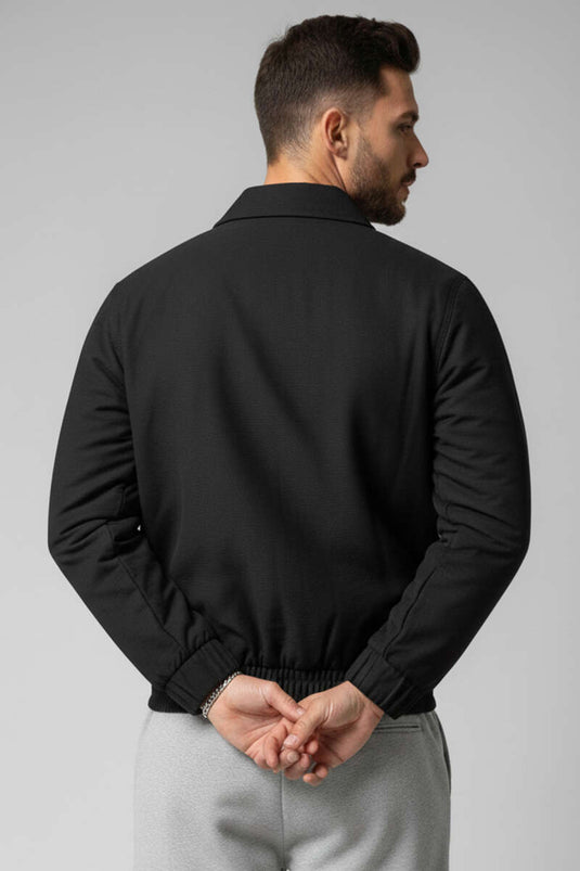 Biyeli Oversize Erkek Mont Siyah