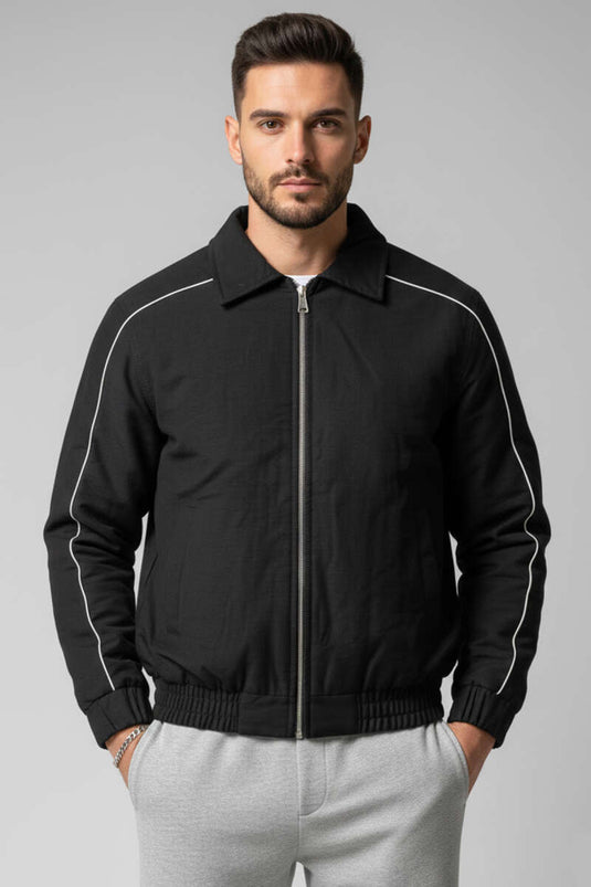 Biyeli Oversize Erkek Mont Siyah