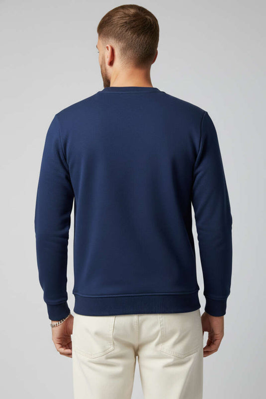 Blok Renkli Selanik Erkek Sweatshirt Lacivert