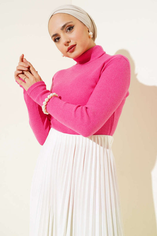 Boğazlı Fitilli Body Fuşya