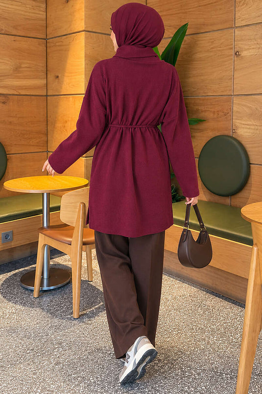 Boğazlı Fitilli Tunik Mürdüm