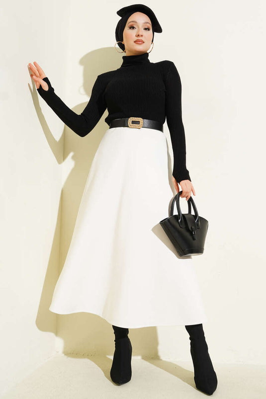 Turtleneck Finger-Tight Knit Sweater Black