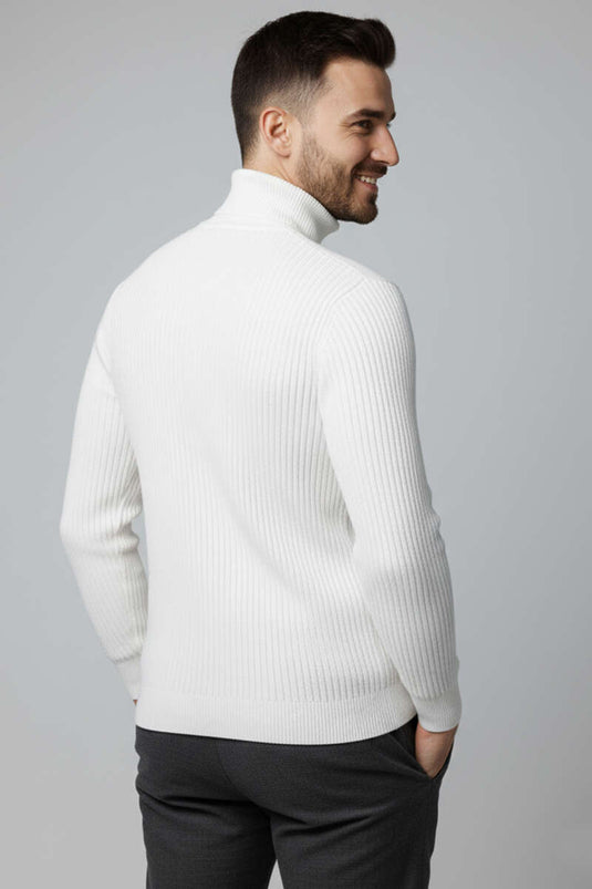 Men's Turtleneck Knit Sweater, Ecru