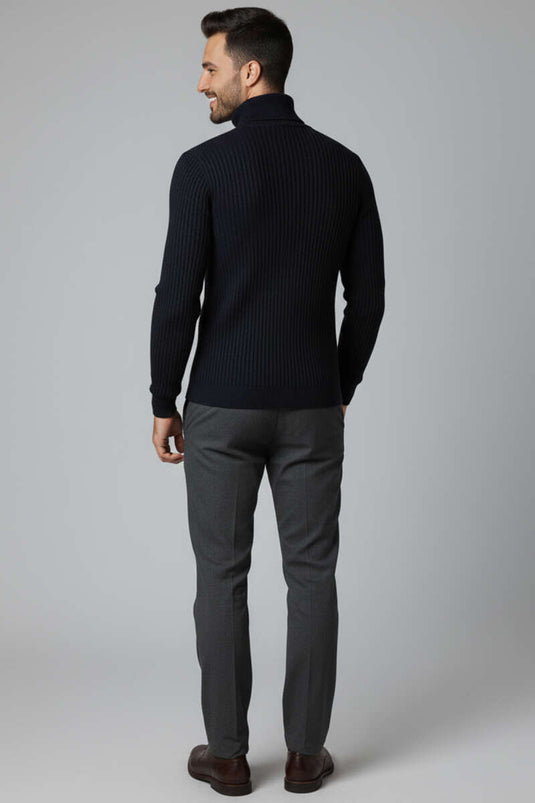 Men's Turtleneck Sweater, Navy Blue