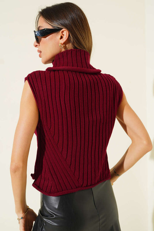 Pull à col roulé en maille, bordeaux