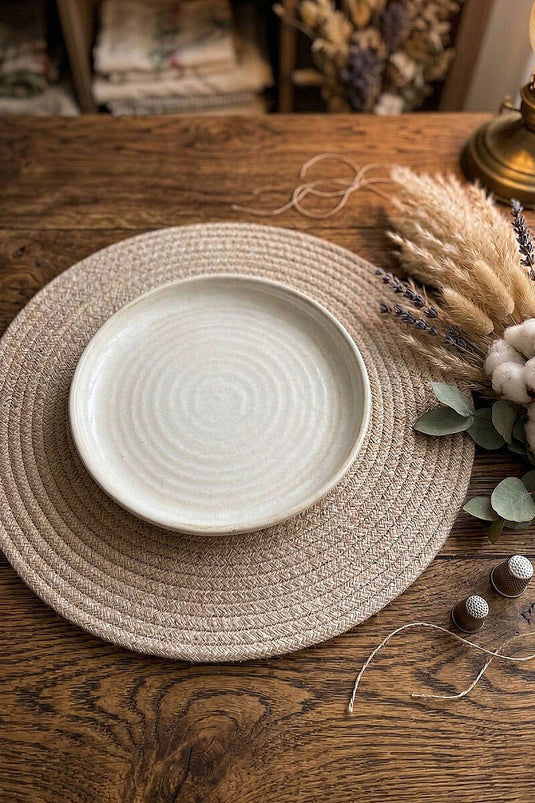 Boho-Strohgeflecht Runder Amerikanischer Platzset Beige