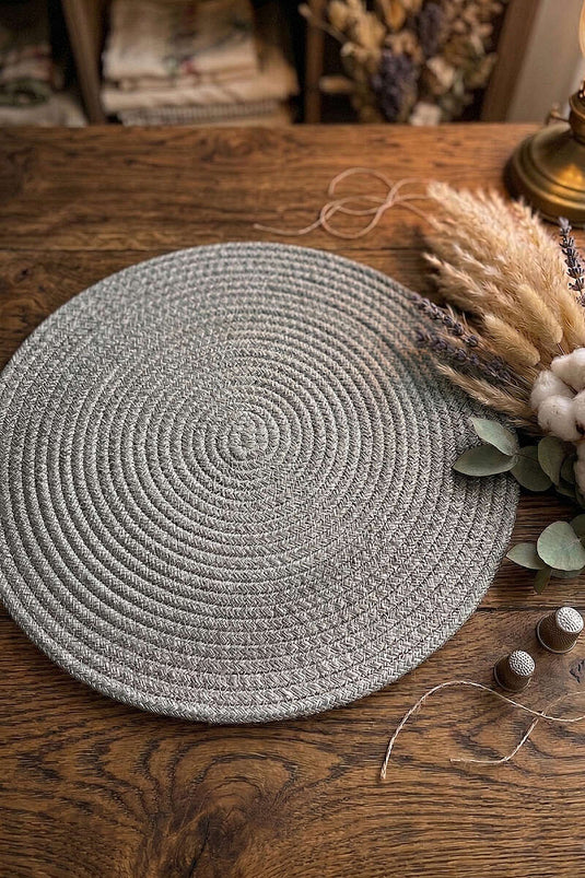 Bohem Tressé En Paille Rond Set De Table Américain Fumé