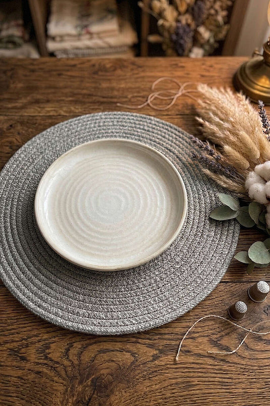 Bohem Tressé En Paille Rond Set De Table Américain Fumé